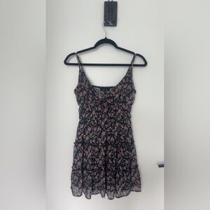 Trixxi Floral Mini Spring/Summer Dress - Navy w/ pink/purple/orange flowers